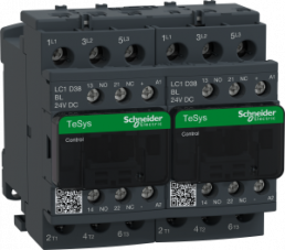Reversing contactor, 3 pole, 38 A, 400 V, 3 Form A (N/O), coil 24 VDC, screw connection, LC2D38BL