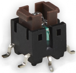 Short-stroke pushbutton, Form A (N/O), 50 mA/12 VDC, illuminated, blue, actuator (brown, L 2.2 mm), 0.98 N, gull-wing
