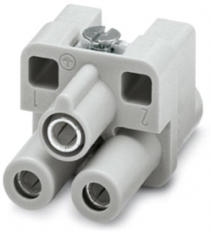 Socket contact insert, 7D, 2 pole, equipped, axial screw connection, with PE contact, 1586264