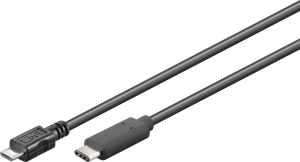 USB 2.0 Adapter cable, micro-USB plug type B to USB plug type C, 0.6 m, black