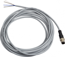 Sensor actuator cable, M12-cable plug, straight to open end, 4 pole, 5 m, PVC, black, 3 A, XZCPV1541L5