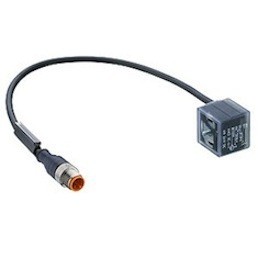 Sensor actuator cable, M12-cable plug, straight to valve connector, 5 pole, 2 m, black, 12044
