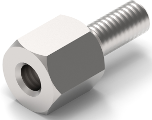 Hexagon spacer bolt, External/Internal Thread, M2.5/M2.5, 5 mm, brass