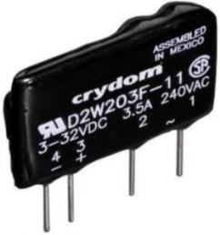 Solid state relay, 280 VAC, zero voltage switching, 3-32 VDC, 3.5 A, PCB mounting, D2W203F