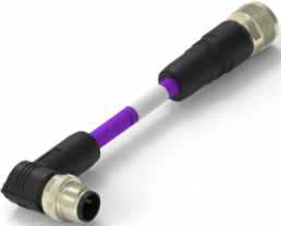 Sensor actuator cable, M12-cable plug, angled to M12-cable socket, straight, 2 pole, 0.5 m, PUR, purple, 4 A, TAB62A46501-001