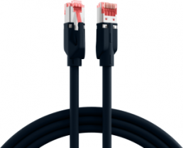 Patch cable, RJ45 plug, straight to RJ45 plug, straight, Cat 7, S/FTP, LSZH, 0.15 m, black