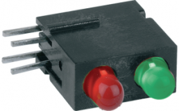 LED signal light, red/green, 20 mcd, pitch 2.54 mm, LED number: 2