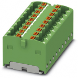 Distribution block, push-in connection, 0.14-2.5 mm², 18 pole, 17.5 A, 6 kV, green, 3002886