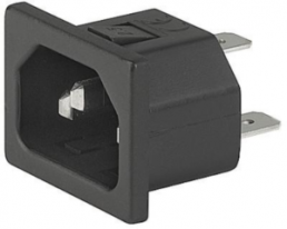 Plug C14, 3 pole, snap-in, solder connection, black, 6162.0161