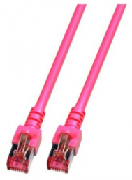 Patch cable, RJ45 plug, straight to RJ45 plug, straight, Cat 6, S/FTP, LSZH, 0.15 m, magenta
