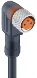 Sensor actuator cable, M8-cable socket, angled to open end, 3 pole, 5 m, PVC, black, 4 A, 5605