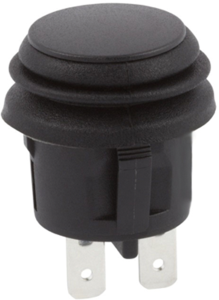 Pushbutton switch, 1 pole, black, unlit , 6 A/125 V, mounting Ø 20 mm, IP65, KFB2ANA1BBB