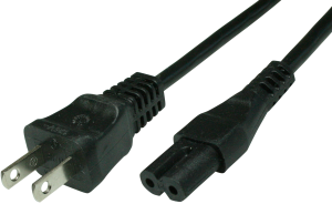 Device connection line, North America, plug type A, straight on C7 jack, straight, SVT 2 x AWG 18, black, 1.8 m