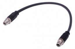 Sensor actuator cable, M12-cable plug, straight to M12-cable plug, straight, 4 pole, 0.3 m, Elastomer, black, 09482222011003
