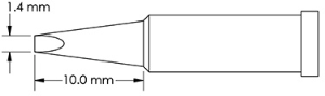 Soldering tip, Chisel shaped, (L x W) 10 x 1.4 mm, GT4-CH0014S
