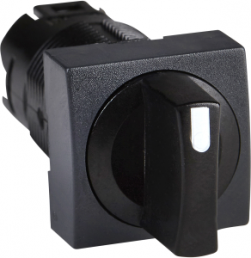 Selector switch, latching, waistband square, black, front ring black, 2 x 60°, mounting Ø 16 mm, ZB6CD22