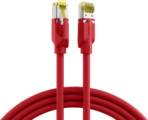 Patch cable, RJ45 plug, straight to RJ45 plug, straight, Cat 6A, S/FTP, LSZH, 10 m, red