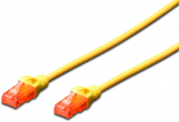 Patch cable, RJ45 plug, straight to RJ45 plug, straight, Cat 6, U/UTP, PVC, 2 m, yellow