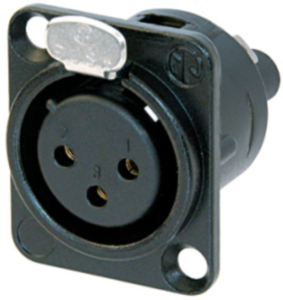 XLR panel socket, 3 pole, gold-plated, 0.5-0.14 mm², AWG 26-20, metal, NC3FD-S-1-B