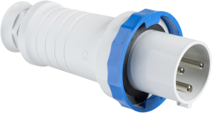 CEE plug, 3 pole, 63 A/200-250 V, blue, 6 h, IP67, 81378