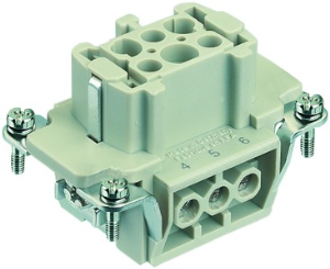 Socket contact insert, 6B, 6 pole, equipped, screw connection, with PE contact, 09360062701