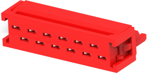 Pin header, 12 pole, pitch 1.27 mm, straight, red, 8-215083-2