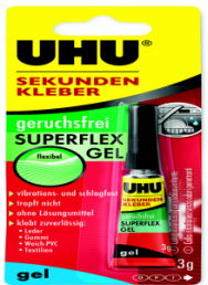 Super glue 3 g tube, UHU SUPERFLEX GEL 3G