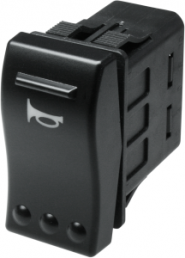 Rocker switch, black, 1 pole, On-Off, off switch, 10 A/12 VDC, IP66, unlit, printed