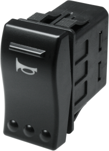Rocker switch, black, 2 pole, On-Off, off switch, 10 A/12 VDC, IP66, illuminated, printed