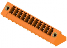 Pin header, 11 pole, pitch 3.81 mm, angled, orange, 1976830000