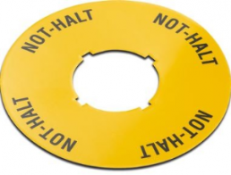 Emergency stop, adhesive label, round 16.3, outside diameter 40 mm, NOT-HALT, EMERGENCY STOP, ARRET