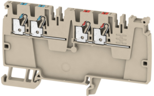 Potential distribution terminal, push-in connection, 0.5-2.5 mm², 4 pole, 24 A, 6 kV, dark beige, 1988230000