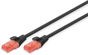 Patch cable, RJ45 plug, straight to RJ45 plug, straight, Cat 6, U/UTP, PVC, 0.5 m, black
