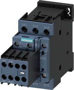 Power contactor, 3 pole, 17 A, 2 Form A (N/O) + 2 Form B (N/C), coil 400 AC, screw connection, 3RT2025-1AV04