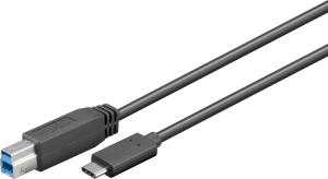 USB 3.0 Adapter cable, USB plug type C to USB plug type B, 1 m, black
