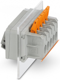 Feed through terminal, 3 pole, 0.2-6.0 mm², clamping points: 6, gray, push-in spring connection, 41 A