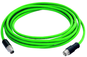 Sensor actuator cable, M12-cable plug, straight to M12-cable socket, straight, 0.5 m, PUR, green, 100017372