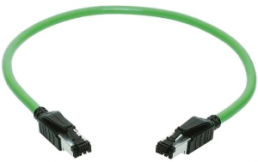 System cable, RJ11/RJ14 plug, straight to RJ11/RJ14 plug, straight, Cat 5, PVC, 1.5 m, green