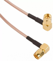 Coaxial Cable, SMA plug (angled) to SMA plug (angled), 50 Ω, RG-316, grommet black, 153 mm, 135104-03-06.00