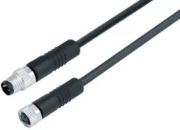 Sensor actuator cable, M8-cable plug, straight to M8-cable socket, straight, 4 pole, 1 m, PUR, black, 4 A, 77 3406 3405 50004-0100