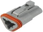 Connector, 3 pole, straight, 2 rows, gray, DT06-3S