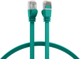 Patch cable with flat cable, RJ45 plug, straight to RJ45 plug, straight, Cat 6A, U/FTP, PVC, 0.15 m, green