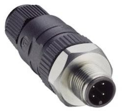 Plug, M12, 4 pole, screw connection, Coupling screw, straight, 18319