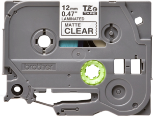 Labelling tape cartridge, 12 mm, tape transparent, font black, 8 m, TZE-M31