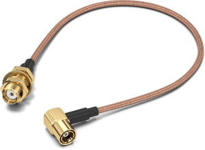 Coaxial cable, SMA jack (straight) to SMB plug (angled), 50 Ω, RG-178/U, grommet black, 152.4 mm, 65503210415301