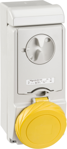 CEE wall socket, 5 pole, 32 A/100-130 V, yellow, 4 h, IP65, 83191