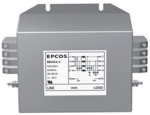 EMC filter, 50 to 60 Hz, 50 A, 250/440 VAC, terminal block, B84144A0050R000