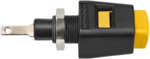 Quick pressure clamp, yellow, 30 VAC/60 VDC, 5 A, faston plug, nickel-plated, ESD 6554 / GE