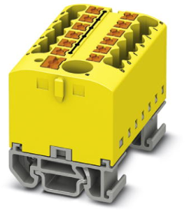 Distribution block, push-in connection, 0.14-4.0 mm², 13 pole, 24 A, 8 kV, yellow, 3274194