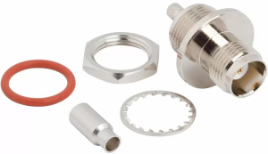 TNC socket 50 Ω, RG-174, RG-188, RG-316, LMR-100A, Belden 7805A, RG-174LL, crimp connection, straight, 031-6212